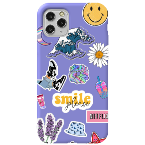 Apple iPhone 11 Pro Smile Moon Purple Colored Silicone TPU Θήκη