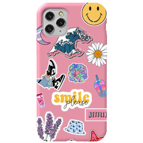 Apple iPhone 11 Pro Smile Moon Pink Colored Silicone TPU Θήκη