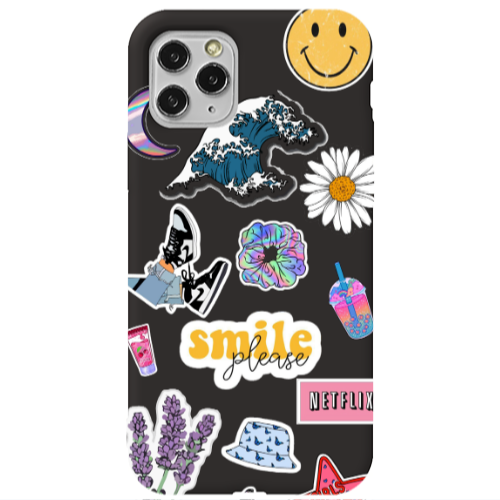 Apple iPhone 11 Pro Smile Moon Black Colored Silicone TPU Θήκη
