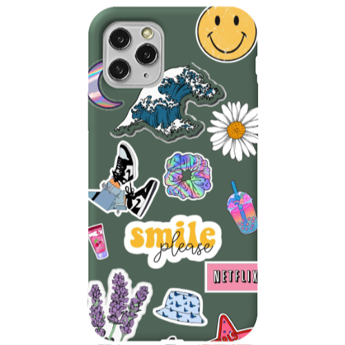 Apple iPhone 11 Pro Smile Moon Dark Green Colored Silicone TPU Θήκη