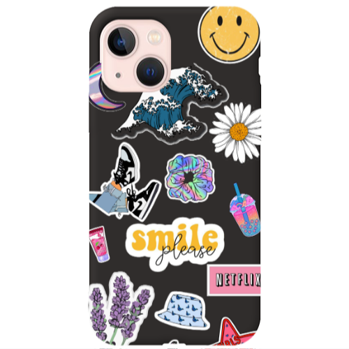 Apple iPhone 13 Smile Moon Black Colored Silicone TPU Θήκη