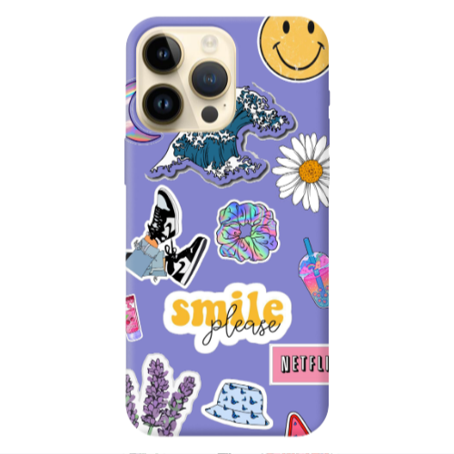 Apple iPhone 13 Pro Max Smile Moon Purple Colored Silicone TPU Θήκη