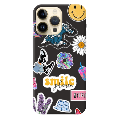 Apple iPhone 13 Pro Max Smile Moon Black Colored Silicone TPU Θήκη