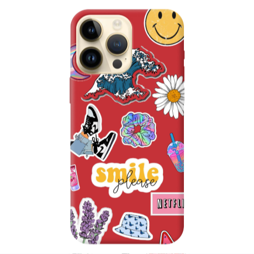Apple iPhone 13 Pro Max Smile Moon Red Colored Silicone TPU Θήκη
