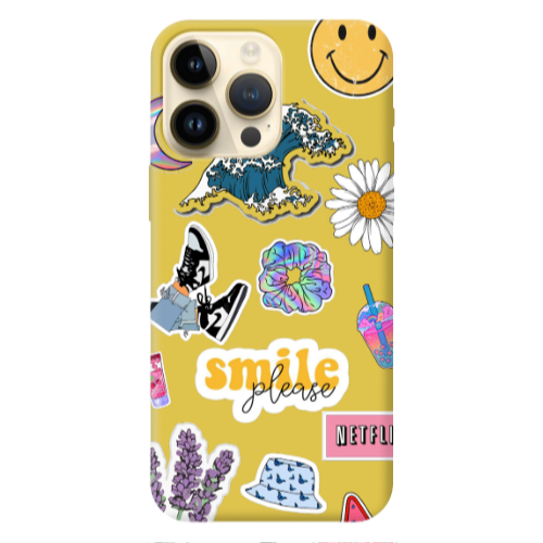 Apple iPhone 13 Pro Max Smile Moon Yellow Colored Silicone TPU Θήκη