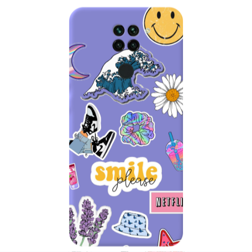 Xiaomi Redmi Note 9 Smile Moon Purple Colored Silicone TPU Θήκη