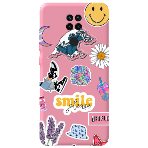 Xiaomi Redmi Note 9 Smile Moon Pink Colored Silicone TPU Θήκη