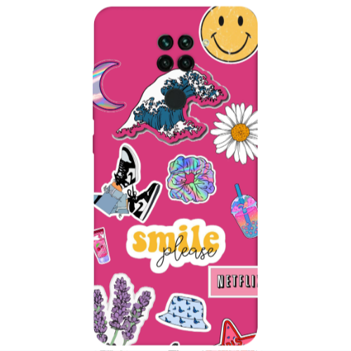 Xiaomi Redmi Note 9 Smile Moon Fuchsia Colored Silicone TPU Θήκη