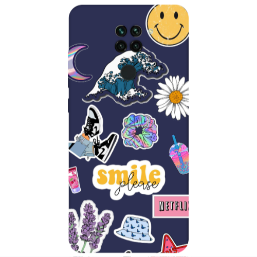Xiaomi Redmi Note 9 Smile Moon Dark blue Colored Silicone TPU Θήκη