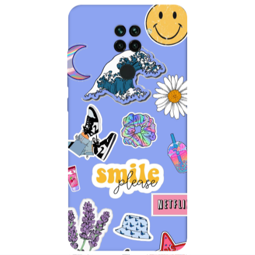 Xiaomi Redmi Note 9 Smile Moon Light Purple Colored Silicone TPU Θήκη