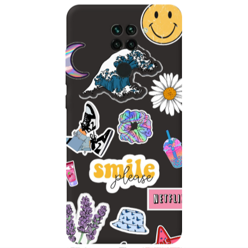 Xiaomi Redmi Note 9 Smile Moon Black Colored Silicone TPU Θήκη