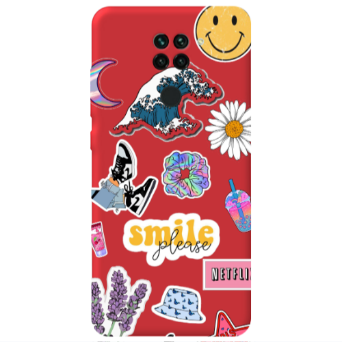 Xiaomi Redmi Note 9 Smile Moon Red Colored Silicone TPU Θήκη