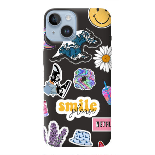 Apple iPhone 14  Smile Moon Black Colored Silicone TPU Θήκη