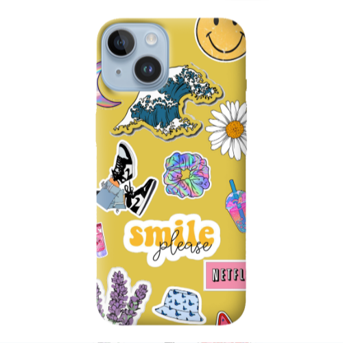 Apple iPhone 14 Plus Smile Moon Yellow Colored Silicone TPU Θήκη