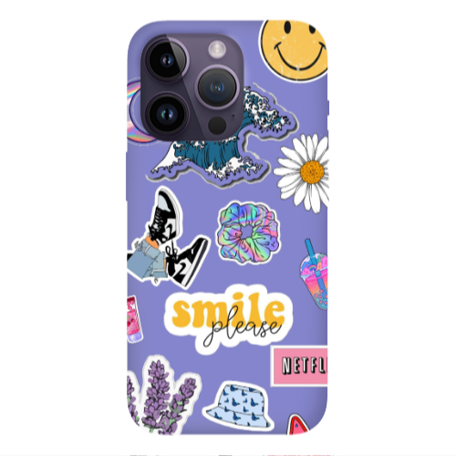 Apple iPhone 14 Pro  Smile Moon Purple Colored Silicone TPU Θήκη