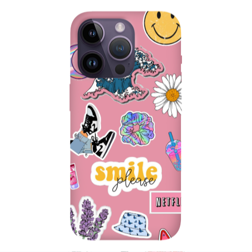 Apple iPhone 14 Pro  Smile Moon Pink Colored Silicone TPU Θήκη