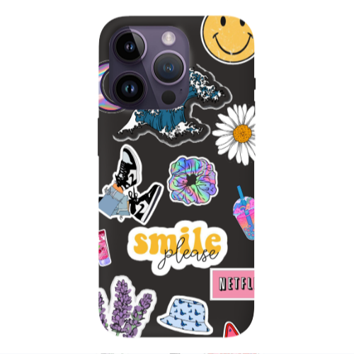 Apple iPhone 14 Pro  Smile Moon Black Colored Silicone TPU Θήκη