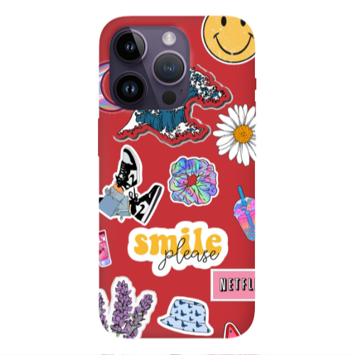 Apple iPhone 14 Pro  Smile Moon Red Colored Silicone TPU Θήκη
