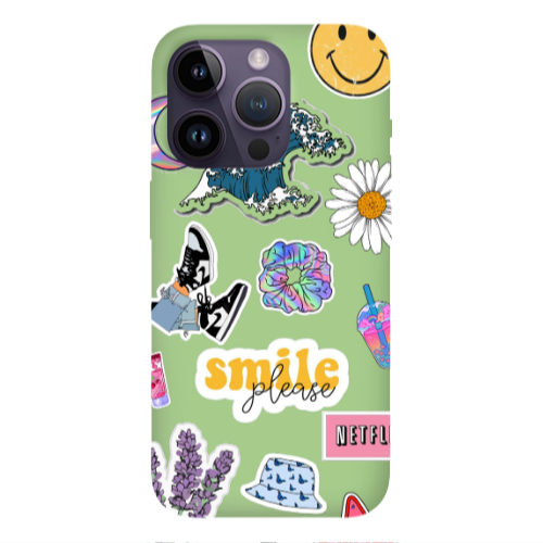 Apple iPhone 14 Pro Max Smile Moon Light Green Colored Silicone TPU Θήκη