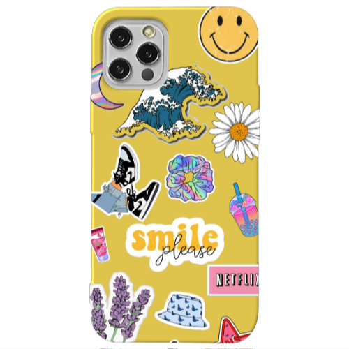 Apple iPhone 12 Pro Smile Moon Yellow Colored Silicone TPU Θήκη