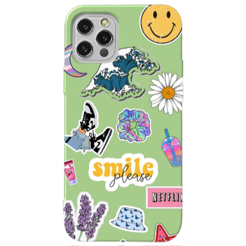 Apple iPhone 12 Pro Max Smile Moon Light Green Colored Silicone TPU Θήκη