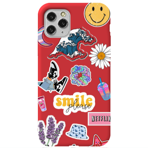 Apple iPhone 11 Pro Max Smile Moon Red Colored Silicone TPU Θήκη