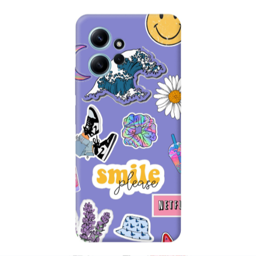 Xiaomi Redmi Note 12 4G Smile Moon Purple Colored Silicone TPU Θήκη