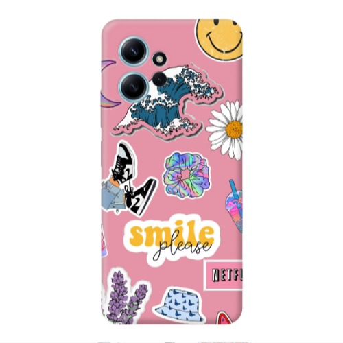 Xiaomi Redmi Note 12 4G Smile Moon Pink Colored Silicone TPU Θήκη