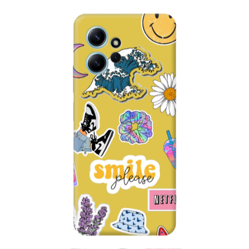 Xiaomi Redmi Note 12 4G Smile Moon Yellow Colored Silicone TPU Θήκη