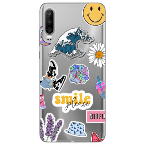 Huawei P30 Smile Moon Transparent Silicone TPU Θήκη