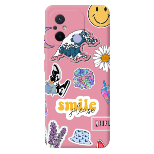 Xiaomi Redmi 12C Smile Moon Pink Colored Silicone TPU Θήκη