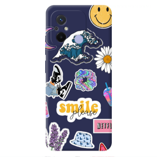 Xiaomi Redmi 12C Smile Moon Dark blue Colored Silicone TPU Θήκη