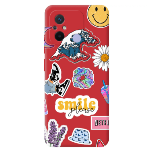 Xiaomi Redmi 12C Smile Moon Red Colored Silicone TPU Θήκη