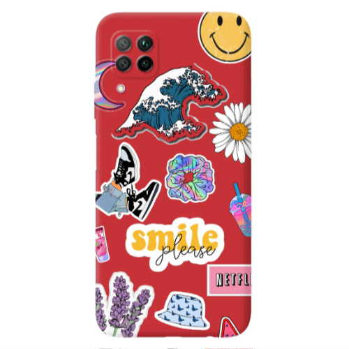 Huawei P40 Lite Smile Moon Red Colored Silicone TPU Θήκη