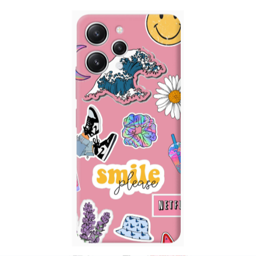 Xiaomi Redmi 12 Smile Moon Pink Colored Silicone TPU Θήκη