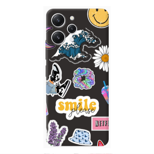 Xiaomi Redmi 12 Smile Moon Black Colored Silicone TPU Θήκη