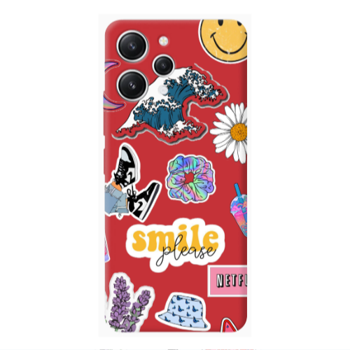 Xiaomi Redmi 12 Smile Moon Red Colored Silicone TPU Θήκη