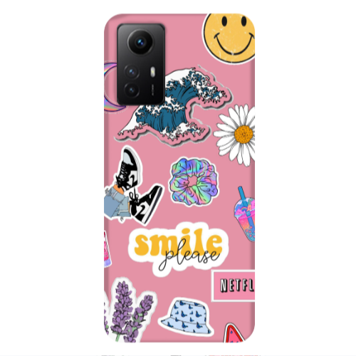 Xiaomi Redmi Note 12s Smile Moon Pink Colored Silicone TPU Θήκη