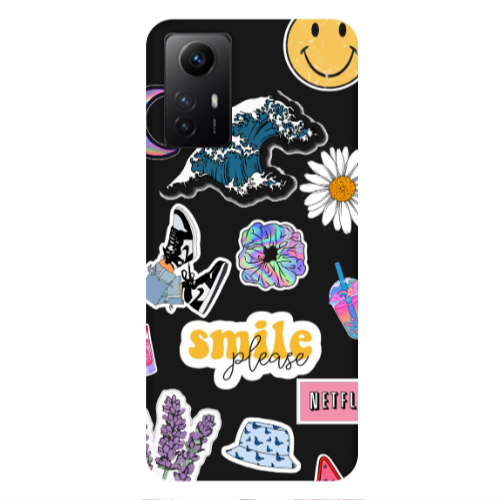 Xiaomi Redmi Note 12s Smile Moon Black Colored Silicone TPU Θήκη