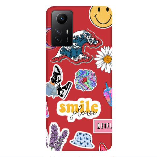 Xiaomi Redmi Note 12s Smile Moon Red Colored Silicone TPU Θήκη