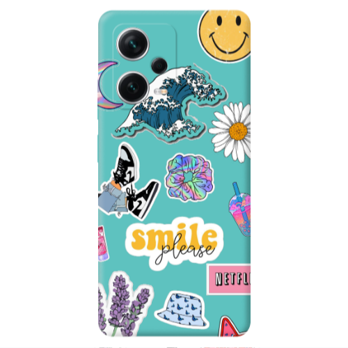 Xiaomi Poco X5 Smile Moon Turquoise Colored Silicone TPU Θήκη