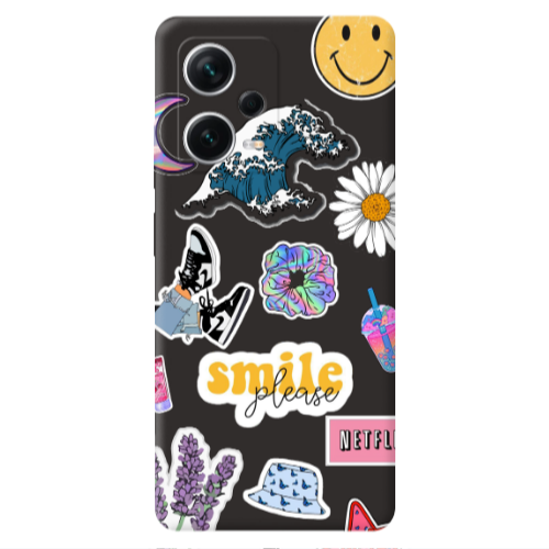 Xiaomi Poco X5 Smile Moon Black Colored Silicone TPU Θήκη