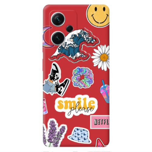 Xiaomi Poco X5 Smile Moon Red Colored Silicone TPU Θήκη