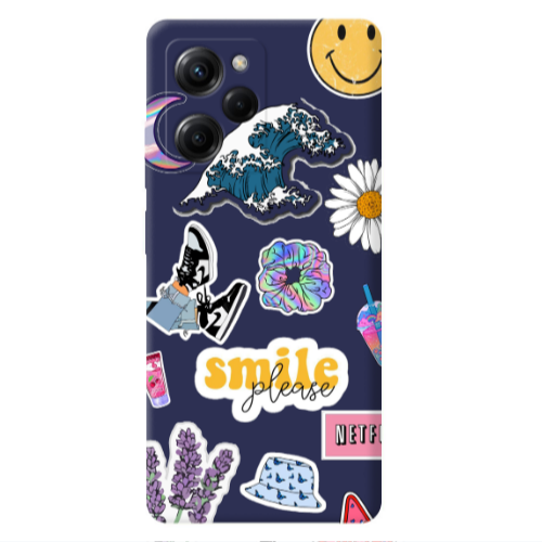 Xiaomi Poco X5 Pro Smile Moon Dark blue Colored Silicone TPU Θήκη