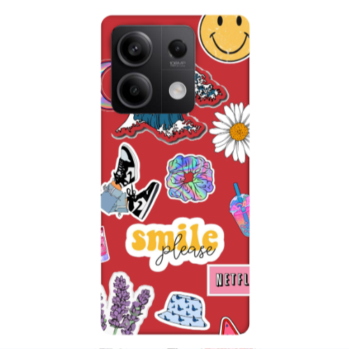 Xiaomi Redmi Note 13 5G Smile Moon Red Colored Silicone TPU Θήκη