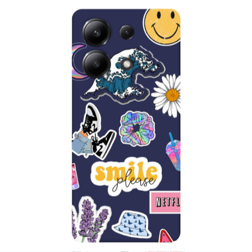 Xiaomi Redmi Note 13 4G Smile Moon Dark blue Colored Silicone TPU Θήκη
