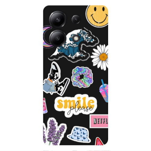 Xiaomi Redmi Note 13 4G Smile Moon Black Colored Silicone TPU Θήκη
