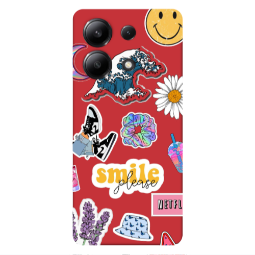 Xiaomi Redmi Note 13 4G Smile Moon Red Colored Silicone TPU Θήκη
