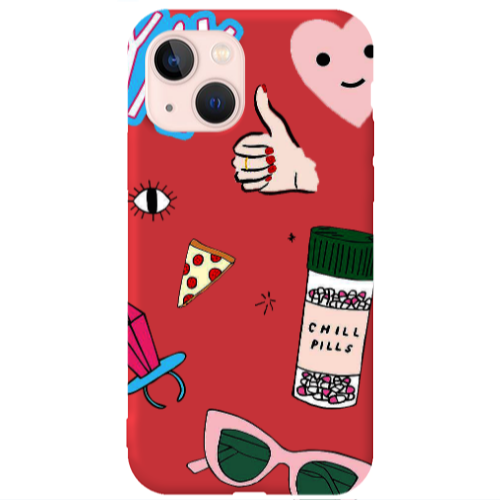 Apple iPhone 13 Chill Red Colored Silicone TPU Θήκη