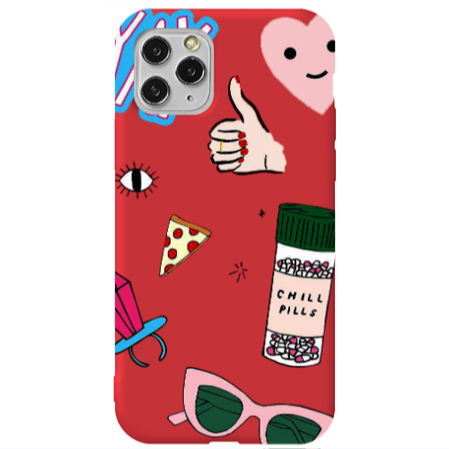 Apple iPhone 11 Pro Max Chill Red Colored Silicone TPU Θήκη